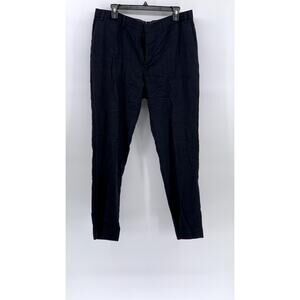 UNBRANDED Men's Blue Textured Windowpane Straight-Leg Regular Fit Pant SZ 36